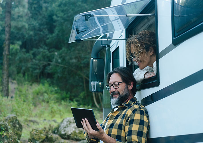 couple going over potential long term rv stays